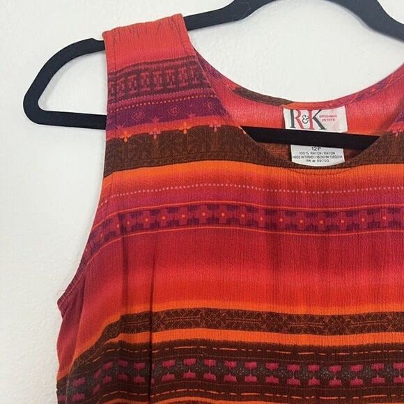 R&K Originals Womens Vintage 90s Red Sleeveless Sheath Abstract Maxi Dress 12P - Picture 11 of 12